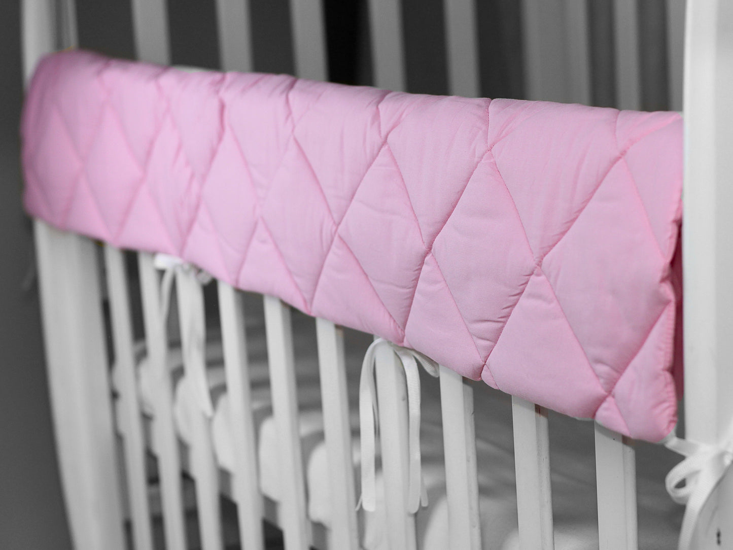 Cotton rail covers for crib pink, teething guard made of cotton, crib teething rail, teething rail protector, wide crib rail guard
