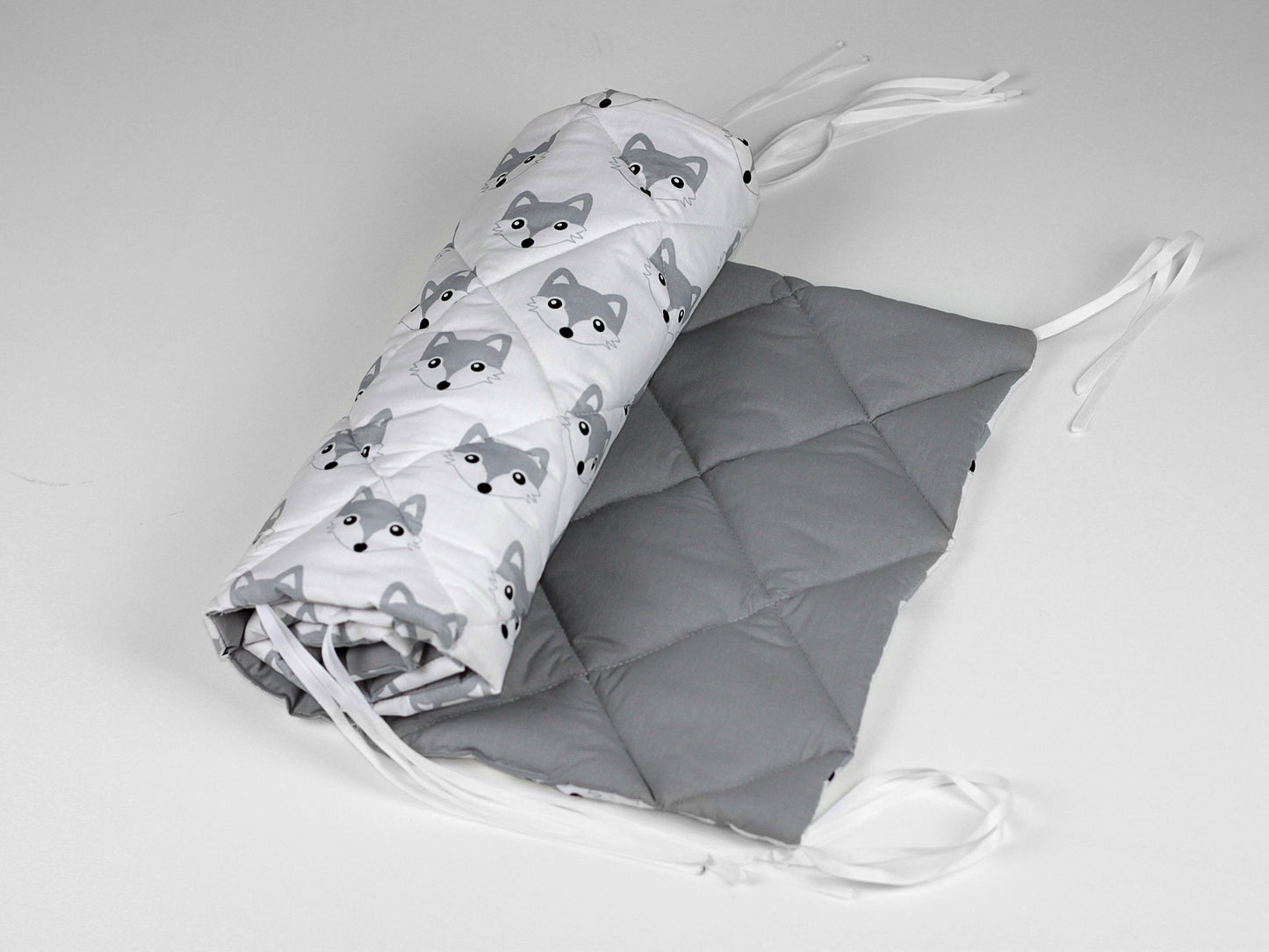 Housses de barre de dentition en coton pour berceau gris renard, protection de dentition en coton, barre de dentition de berceau, protection de barre de dentition, protection de barre de lit large