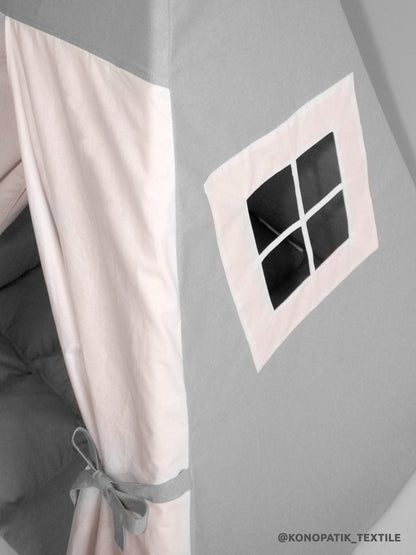 Tipi pour enfants en coton uni rose gris, tente tipi pour jouer, tipi enfant, tipi pour enfants, maisonnette