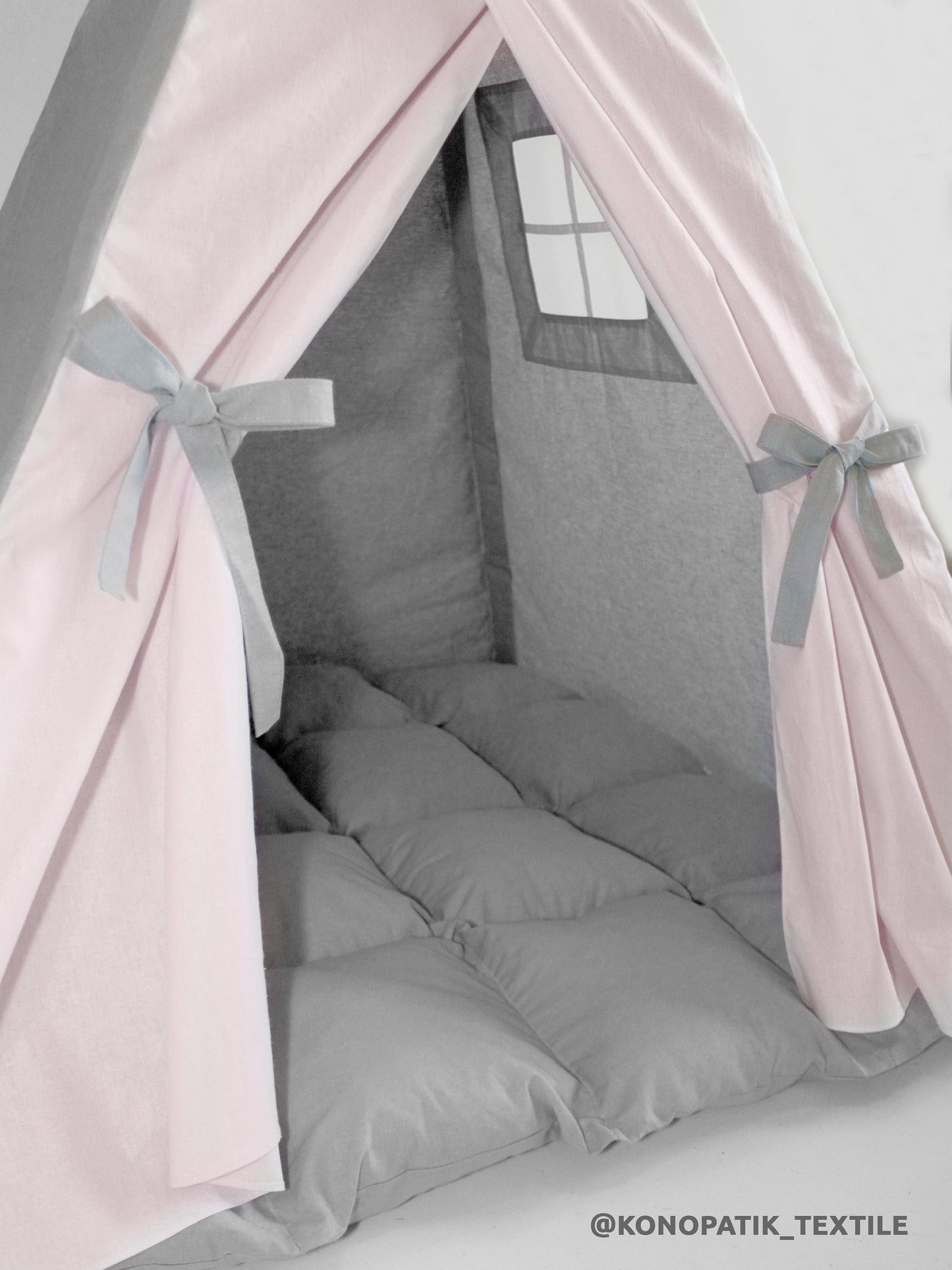 Tipi pour enfants en coton uni rose gris, tente tipi pour jouer, tipi enfant, tipi pour enfants, maisonnette