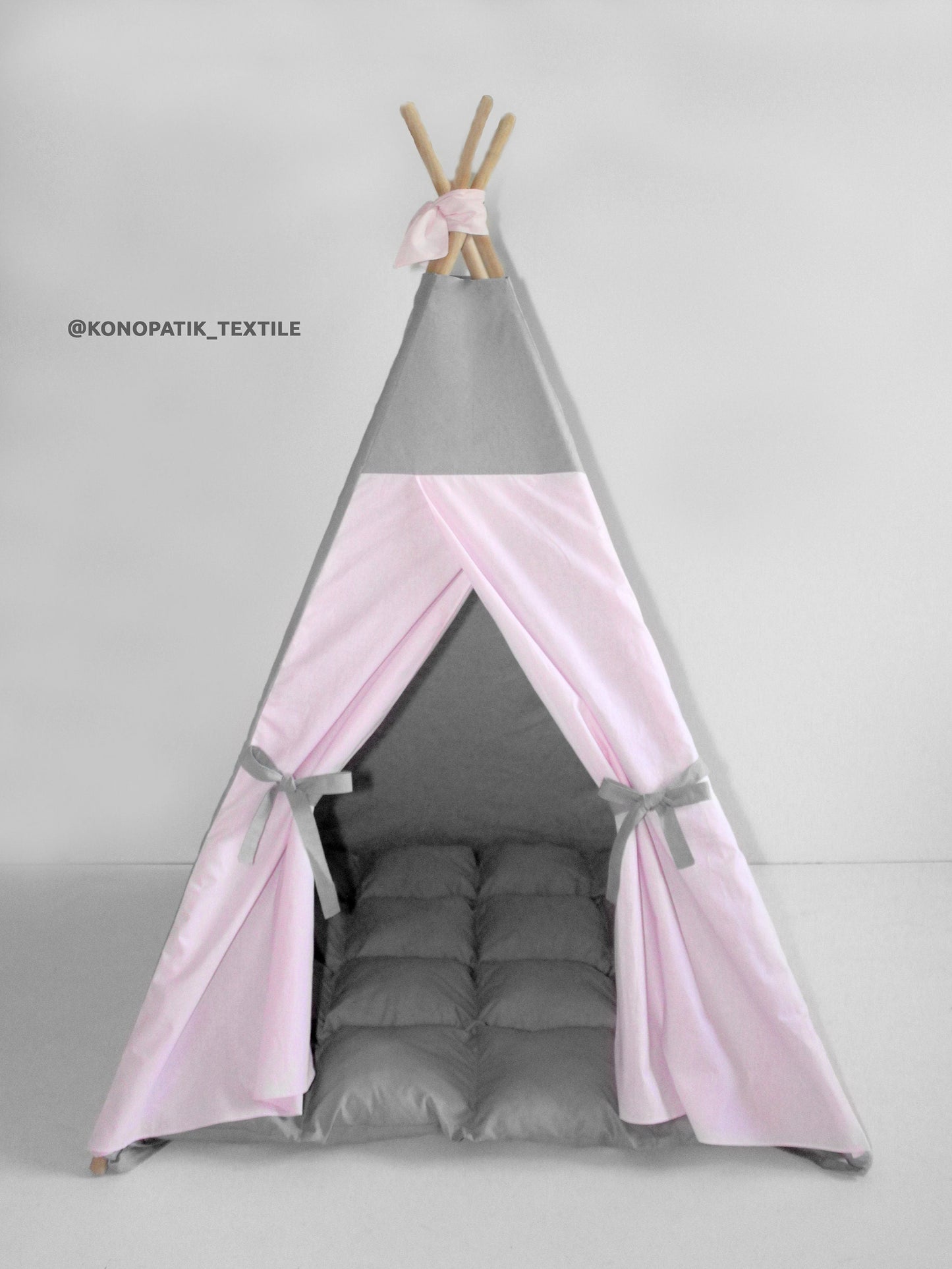 Tipi pour enfants en coton uni rose gris, tente tipi pour jouer, tipi enfant, tipi pour enfants, maisonnette