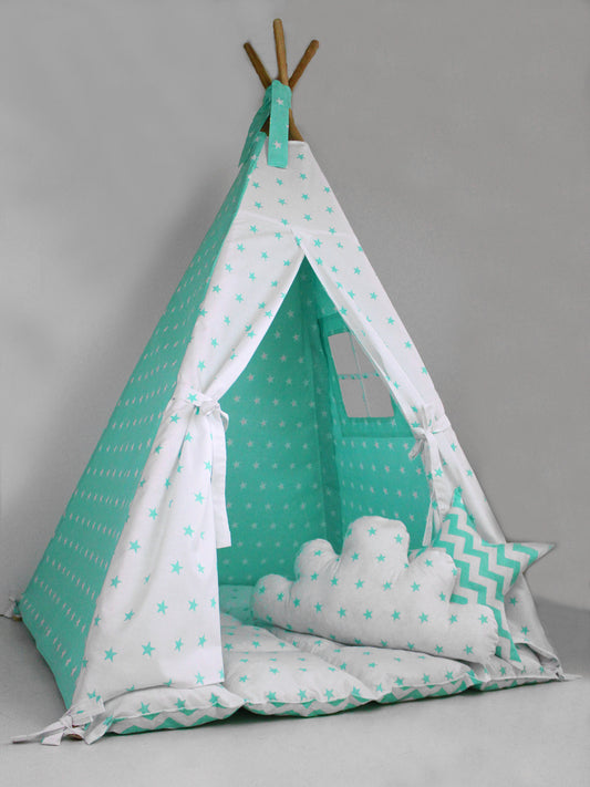 Teepee for kids from cotton mint stars, teepee tent for playing, tipi enfant, childrens teepee, playhouse