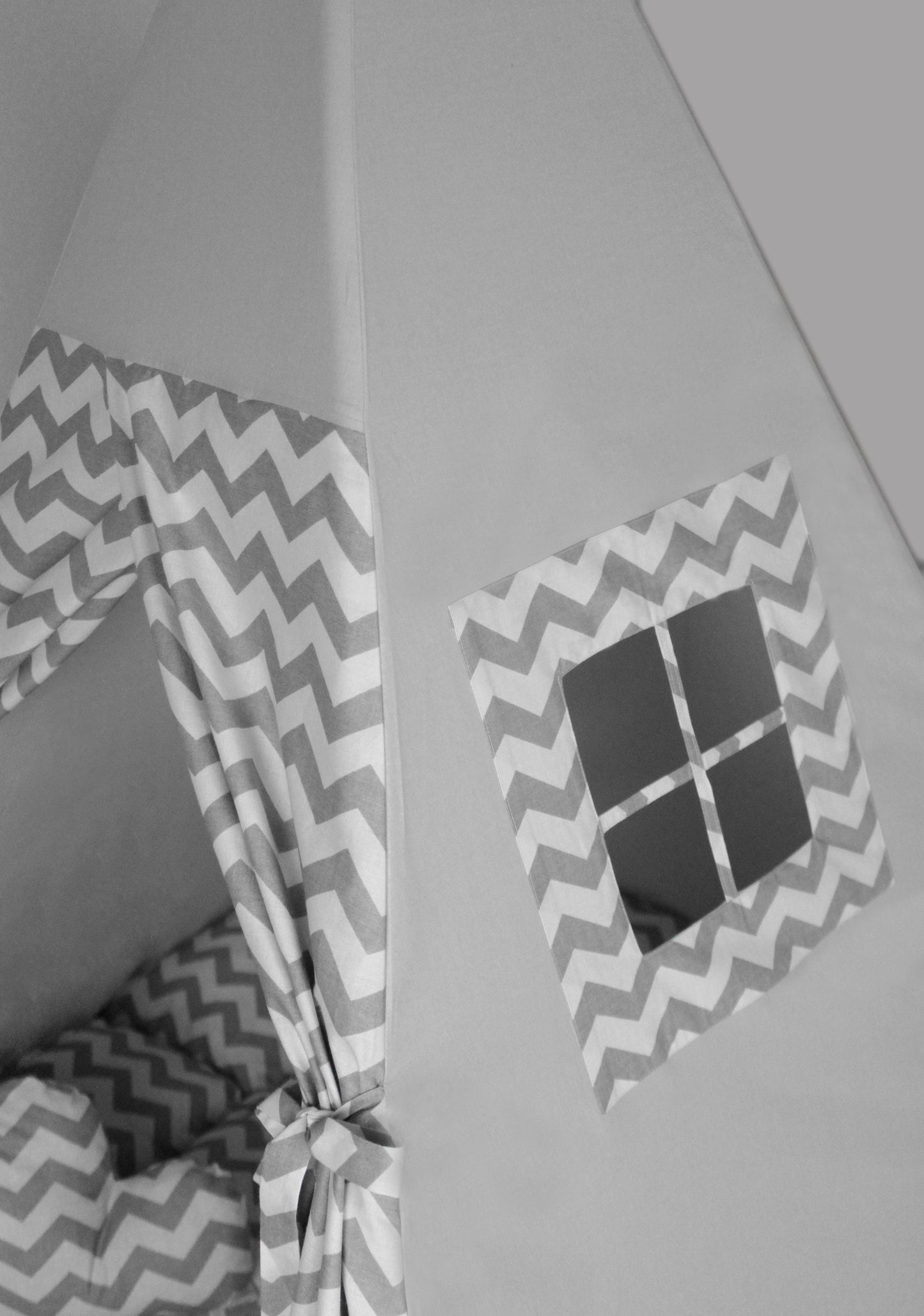 Teepee for kids from cotton gray chevron, teepee tent for playing, tipi enfant, childrens teepee, playhouse