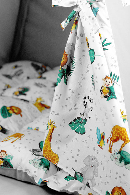 Tipi pour enfants en coton animaux de la jungle gris, tente tipi pour jouer, tipi enfant, tipi pour enfants, maison de jeu