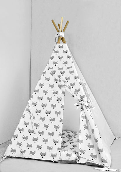 Teepee for kids from cotton gray fox, teepee tent for playing, tipi enfant, childrens teepee, playhouse