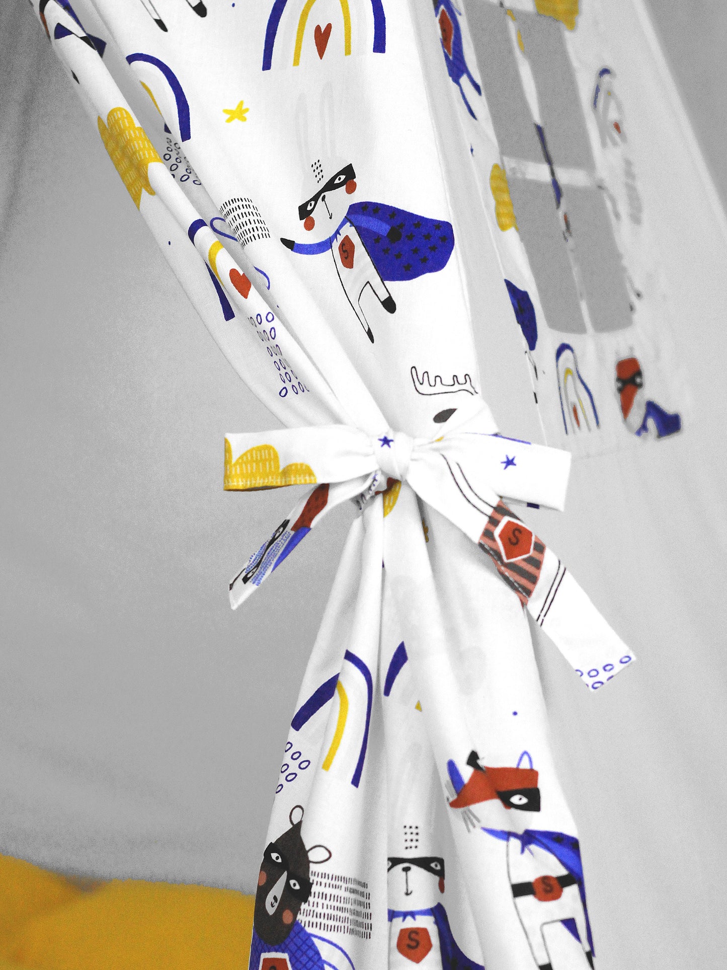 Teepee for kids from cotton animals super hero yellow, teepee tent for playing, tipi enfant, childrens teepee, playhouse
