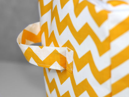 Toy Hamper Chevron Yellow, Nursery Toy Bin, Toy Basket, Nursery Organizer, Canvas Storage Basket, Toy Storage Hamper, Laundry Storage