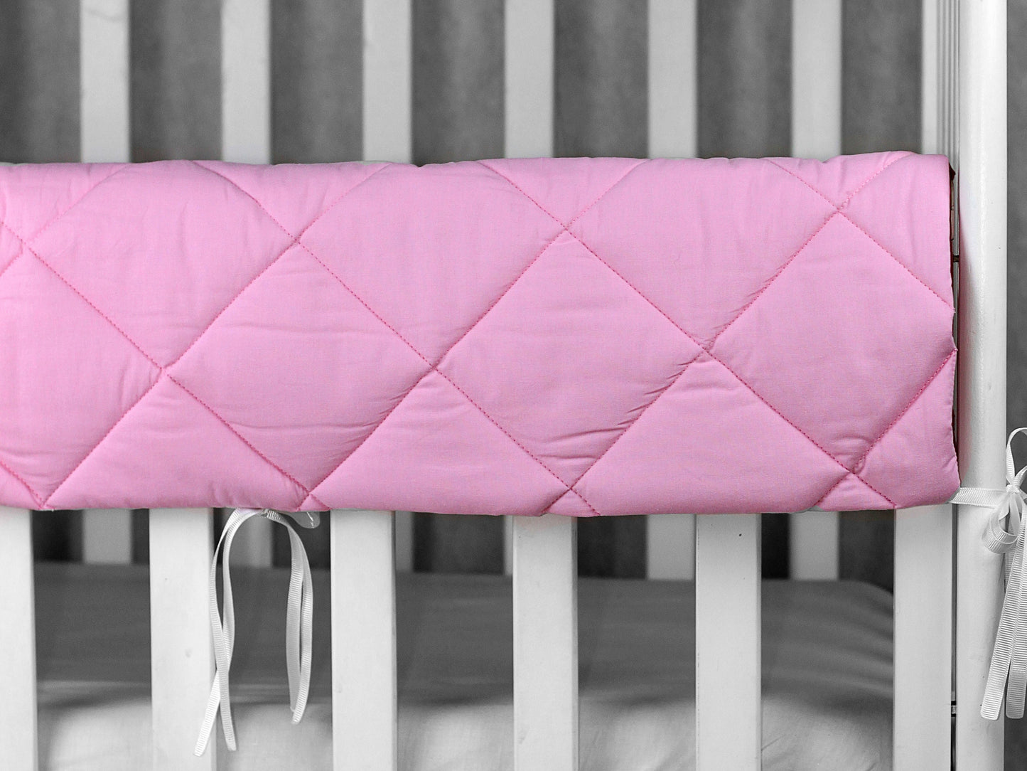 Cotton rail covers for crib pink, teething guard made of cotton, crib teething rail, teething rail protector, wide crib rail guard