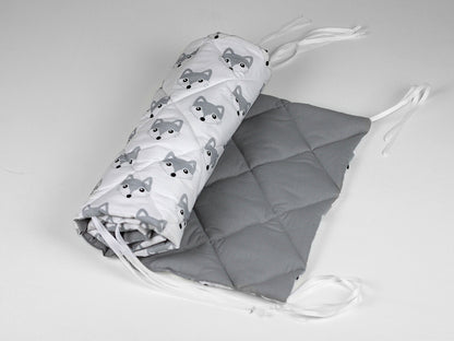 Housses de barre de dentition en coton pour berceau gris renard, protection de dentition en coton, barre de dentition de berceau, protection de barre de dentition, protection de barre de lit large