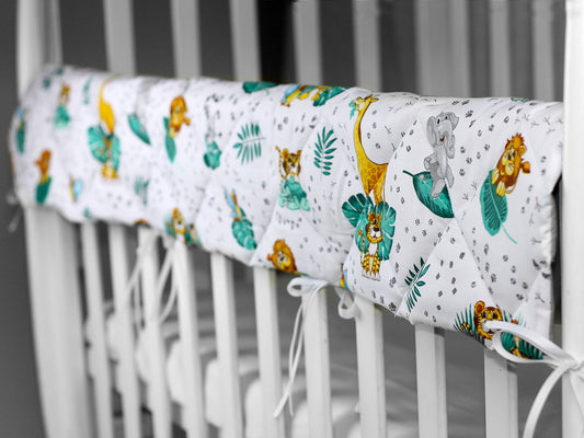 Cotton rail covers for crib jungle animals, teething guard made of cotton, crib teething rail, teething rail protector, wide crib rail guard