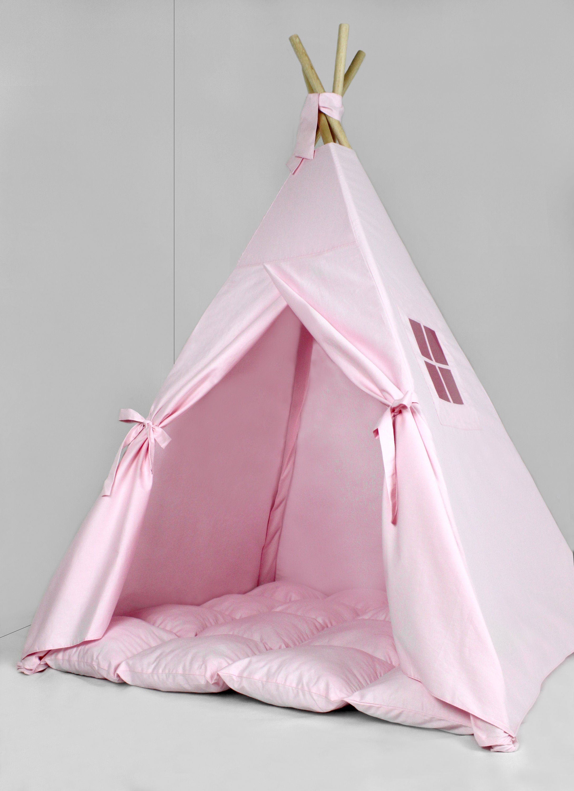 Teepee for kids from cotton solid pink teepee tent for playing tipi Konopatik