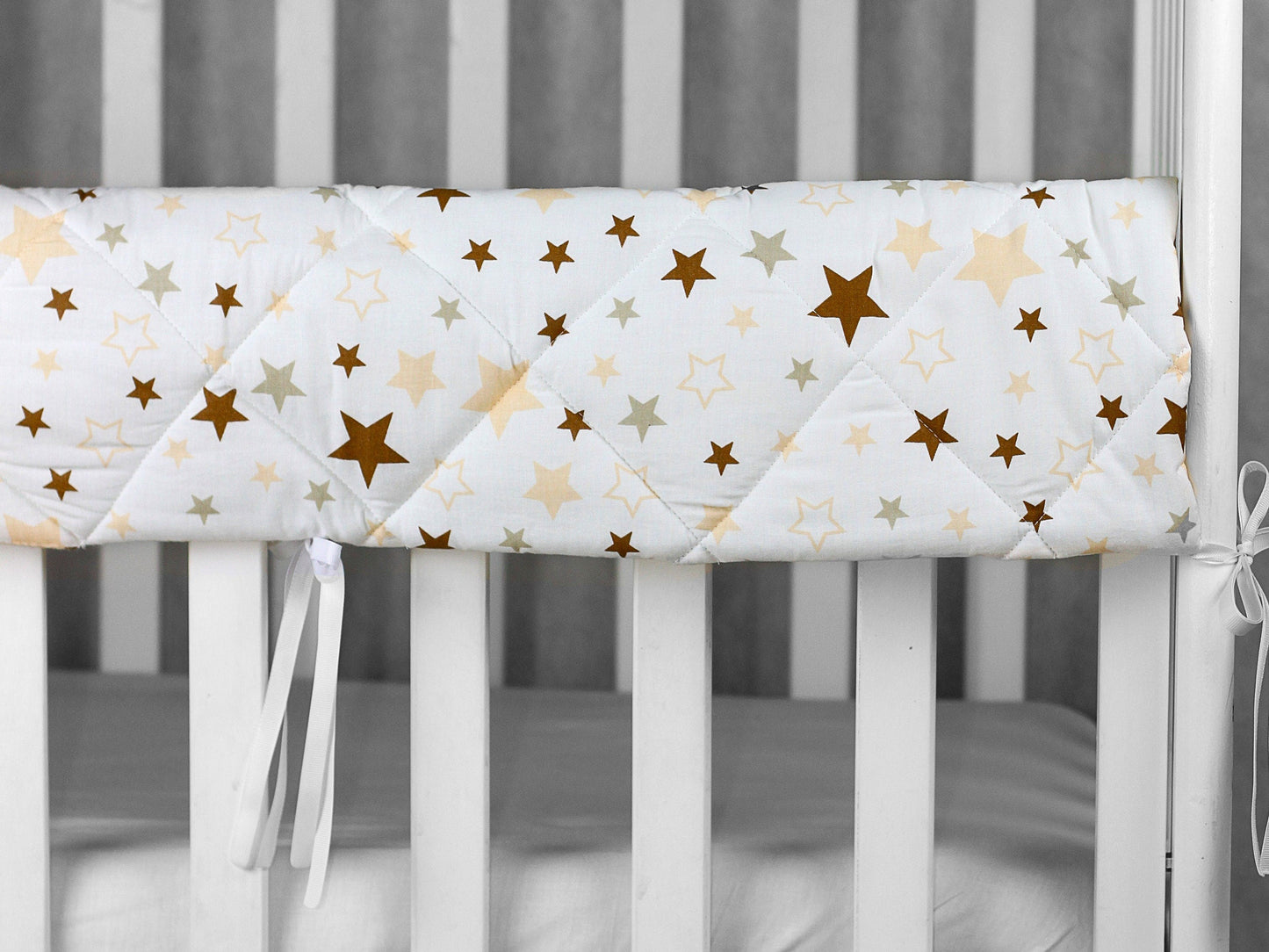 Housses de rail en coton pour berceau beige starfall, protège-dents en coton, rail de dentition pour berceau, protecteur de rail de dentition, protège-rail large